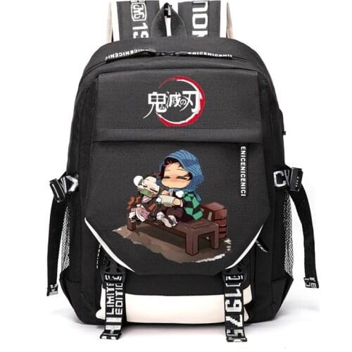 Demon Slayer Kamado Tanjirou Nezuko Agatsuma Zenitsu Outdoor Travel Rucksack Casual Schoolbag Student Backpacks