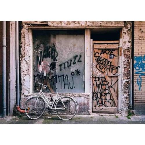 SHENGYONGBAO Art Fabric Vintage Photography Backdrops Scenery Brick Wall Wooden Door Photo Photography Background NY2ZQ-01690