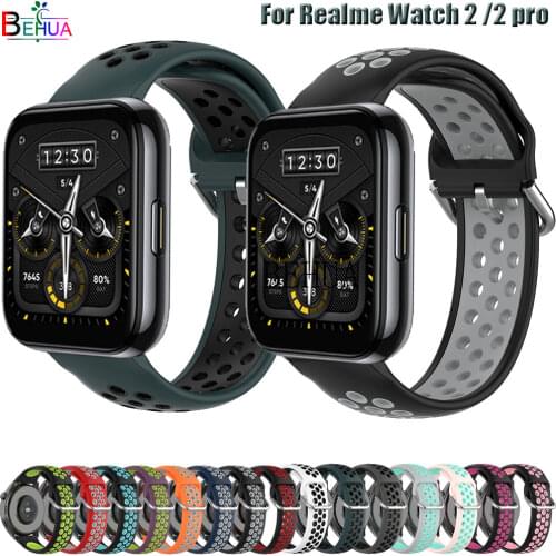 BEHUA Silicone 22mm WatchBand Strap For Realme Watch 2 2 Pro Smartwatch WristBand For Realme Watch S / pro Bracelet Wriststrap