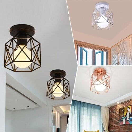 Modern Ceiling Lights Square Diamond Shade Iron Chandelier Pendant Lamp Fixture for Living Room Hallway Porch Decor Luminaire