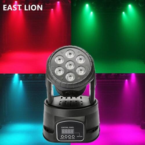Mini Led Moving Head Wash Flash Rotating Light 7pcs RGBW 4 In 1 Ceiling Color Soundlights For Wedding Stage Nightclub Lights