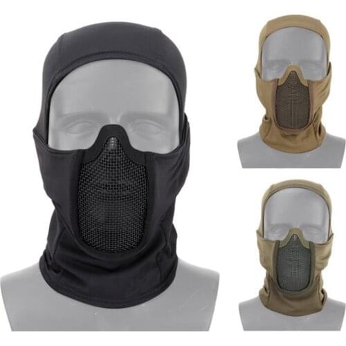 Tactical Full Face Steel Mesh Mask Balaclava Cap Cycling CS Game Paintball Headgear Hunting Airsoft Protective Mask Liner Cap