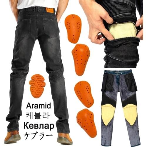 Windproof Plus Velvet Aramid Motorcycle Protective Pants Knee winter Motorcycle Pants Motorbike Trousers Motocross jeans
