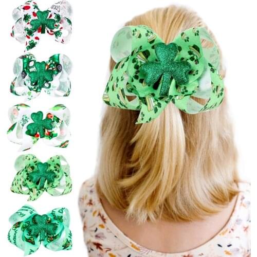 7.5 Inch Girls Hairpin Letter Print Ladybug Accessories Green Bottom Hat Children Square Clip Cute Bow Hair Accessories Hot