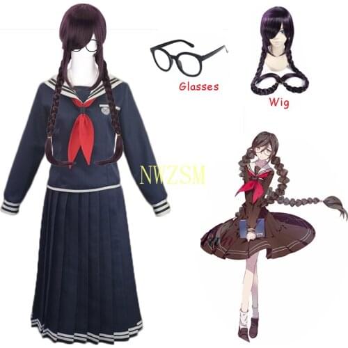 Anime Danganronpa 2 Fukawa Toko Cosplay Costume for Women Dangan-Ronpa School Uniform Costume With Wig Glasses
