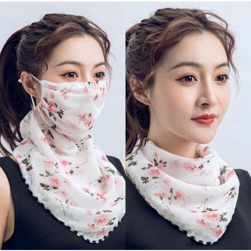 2020 Rose Flower Women Summer Chiffon Anti-UV Thin Scarf Neck Face Cover Shawl Cover Fishing Cycling Running Headband Soft