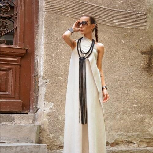 YD&YDBZ New Womens Long Leather Necklace Tassel Necklace Womens Accessories Handmade High Street Synthetic Leather Jewelry