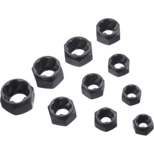 10Pcs 9-19mm Slow Damaged Bolts Nuts High Carbon Steel Reverse Spiral Cut Tapered Remover Extractor Car Hub Multipurpose Screws