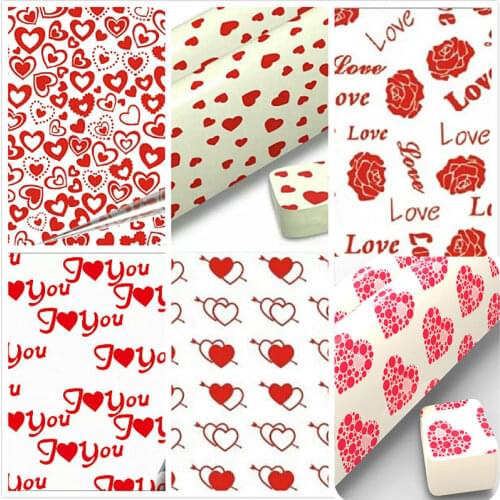 10PCS chocolate transfer paper cake shop baking mold love printing transfer paper heart-shaped LOVE Valentines Day love