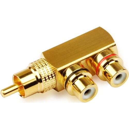 2pcs hifi Copper 1 RCA Male to 2 RCA Female AV Audio Video Adapter Plug Splitter Converter Connector