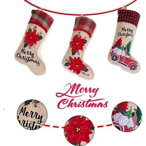 3pcs Christmas Stockings Xmas Stockings Decoration Flower Stocking for Home Decor