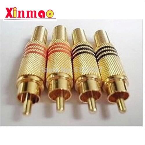 4Pcs Gold Plated RCA Connector Plug Audio Male Connector With Spring Cable Protector