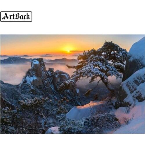 5d diamond painting cedar sunrise full square & round landscape diamond mosaic canvas diamond art sticker