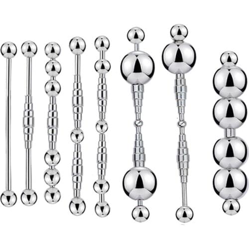 8pcs/Set New Double Head Metal Urethral Catheter Bead Dilator Penis Stimulator Plug Sex Toys For Men Catheter Sounds Adult Toys