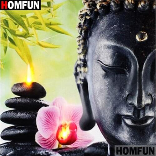 HOMFUN 5D Diamond Painting Full Drill Diamond Embroidery "Religious Buddha" Picture Of Rhinestone Handmade Home Decor A00087