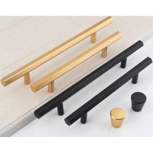 Aluminium alloy gold Black Hexagon Pulls Dresser Knobs Drawer Pull Handles Modern Kitchen Cabinet Pull Door Handle Knob