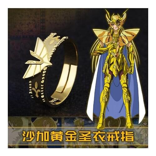 Anime Ring Saint Seiya Gold Saint Virgo Shaka 925 Sterling Silver Finger Ring Adjustable Jewelry Cosplay Props Xmas Gift