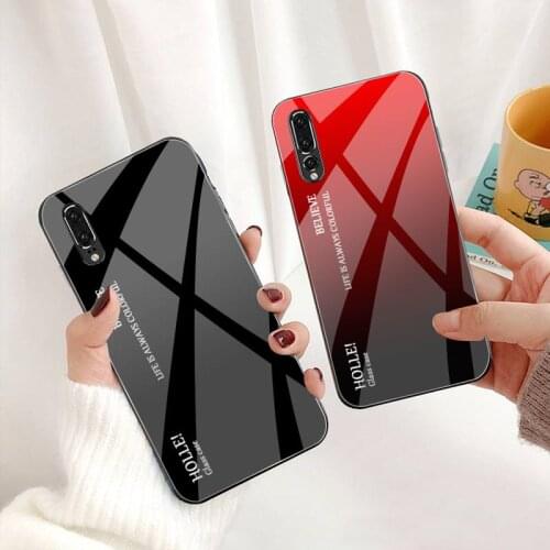 TOPCASHOP Gradient Color Phone Case Tempered Glass For Huawei P30 P20 P10 lite honor 7A 8X 9 10 mate 20 Pro