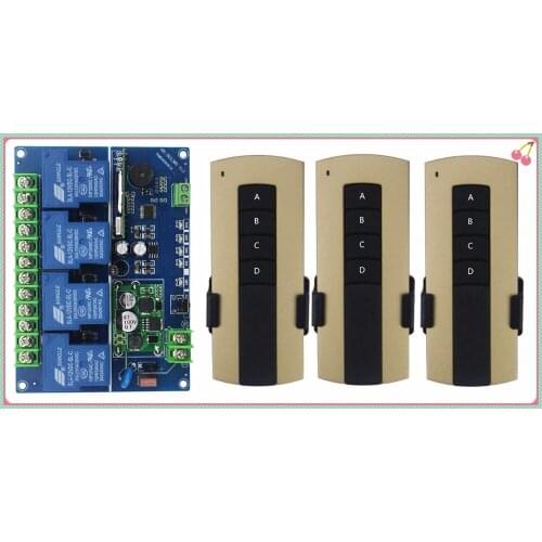 DC12V 24V 36V 48V 4CH 30A RF Wireless Remote Control Relay Switch Security System Garage Electric Doors/window/lamp 3* remote