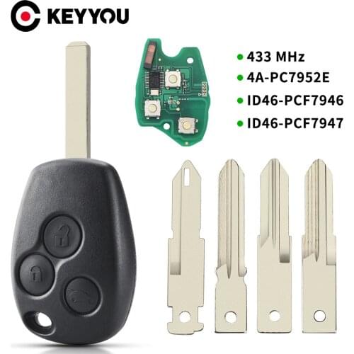 KEYYOU For Renault Remote Car Key PCF7946 Chip 434MHz For Renault Trafic Vivaro Primastar Movano Dacia Replacement NE73