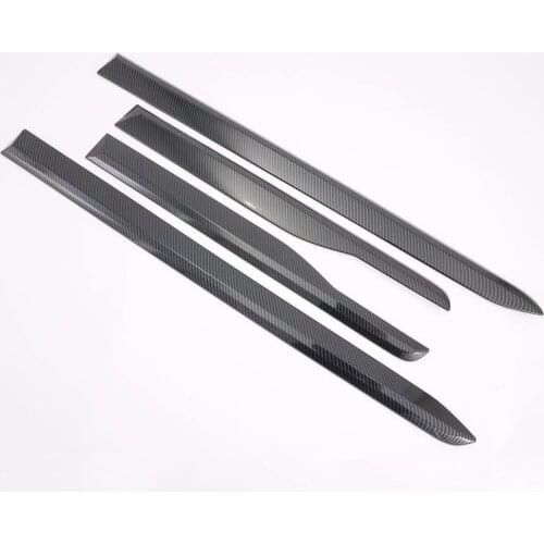 For Hyundai Santa Fe 2019 2020 Exterior Carbon Fiber Door Side Skirts Strip Body Molding Trim Sticker Car Styling Accessories