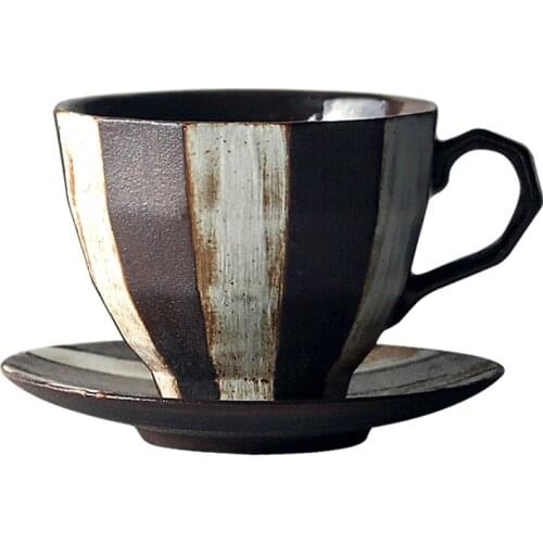 Porcelain Coffee Cup With Saucer Set Japanese Style Handmade Pottery Afternoon Tea Cup Creative Ceramic Cup Advanced