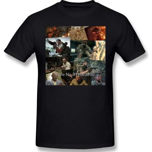 Men COD Black Ops Cold War Black T-Shirt Frank Woods Collage Classic Cotton Tees Harajuku TShirt Streetwear