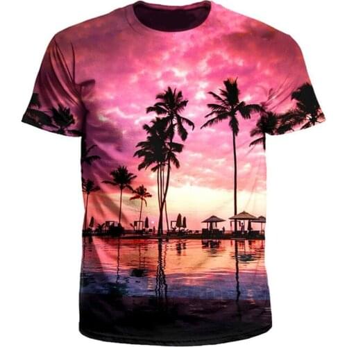 YX GIRL Drop shipping Men Women streetwear Fashion T-Shirt Beach Sunset Palms 3d Printed tshirts summer Casual t shirt