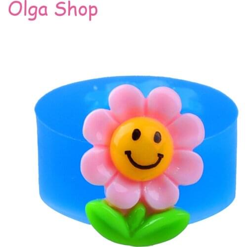 HYL206 23mm Cute Sunflower Silicone Mold - Fondant Food Safe Polymer Clay Resin Cheese Soap Flexible Push Moulds