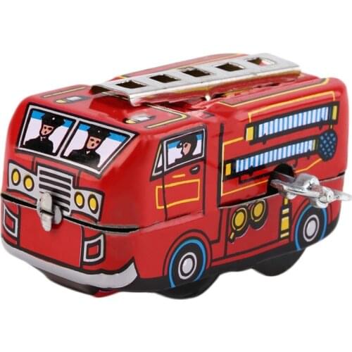 Toy Vehicles Retro Classic Toys High Quality Firefighter Fire Engine Truck Clockwork Wind Up Superb Tin toy Fire Truck Hot Sale