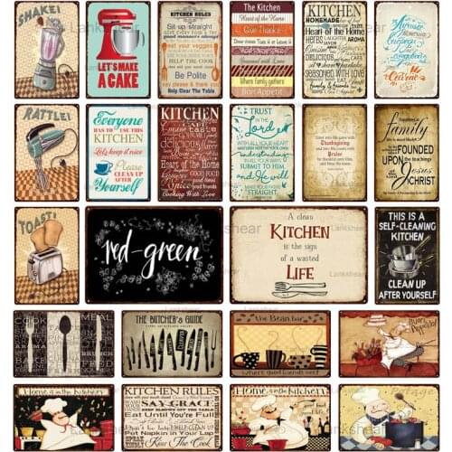 Lankshear Retro Tin Sign Kitchen Slogan Vintage Metal Sign Plaque Art Metal Painting Cafe Kitchen Canteen Home Dinner Room Decor