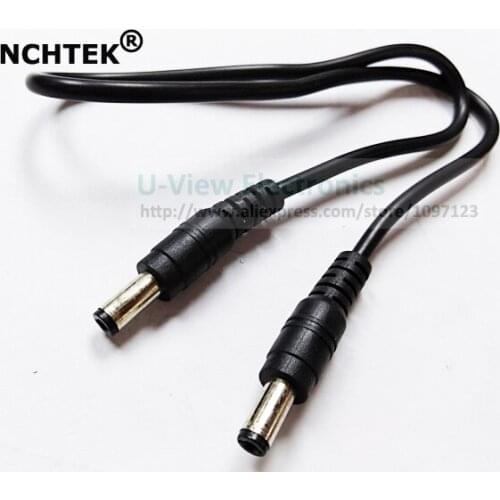 NCHTEK Dual DC 5.5x2.1mm Male to Male Plug Power Supply Adapter Cable About 50CM/Free DHL Shipping/200PCS