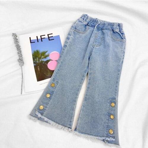 2021 new wholesale girls denim flare pants fashion autumn girls jean pants 3-8t B617