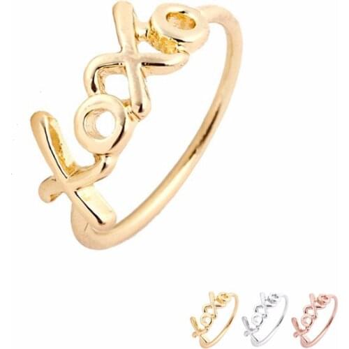 Wholesale 10pc/lot Simple XOXO Ring Girls Women Mens Letter Knuckle Ring Anillos Mujer Bulk Jewelry