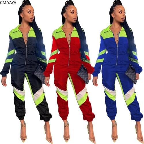 Fall Autumn Winter Women Zipper Jumpsuits Full Sleeve V-Neck Patchwork Night Club Party Sexy Casual Sporty Rompers Outfit M993