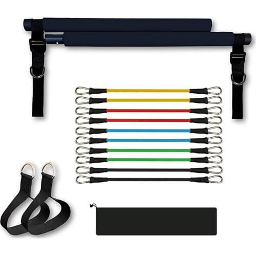 Pilates Bar Exercise Stick Set Adjustable Buckle Fitness Pilates Stick Bar With Resistance Bands Set Crossfits Yoga Home Ftiness