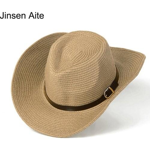 Summer Style Foldable Casual Unisex Beach Trilby Large Brim Jazz Sun Hat Outdoor Paper Straw Women Men Cap Chapeu Feminino 1854