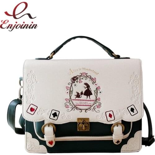 Special Lolita Embroidery PU Leather Large Capacity Cambridge Bag Trendy Ladies Shoulder Bag Women Messenger Bag Crossbody Bag