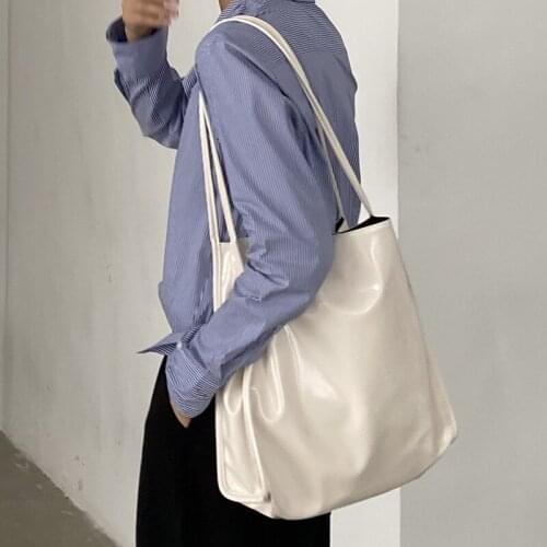 Women Patent Leather Shoulder Bags Large Capacity Shopping Bag Vintage Female Casual Tote Handbags