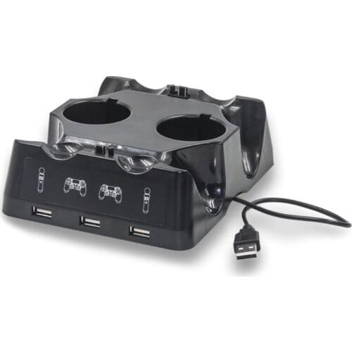 Light Weight USB Four Seater Charger Compatible with PS Move/PS4 4 in 1 Controller Charger Power Adapter