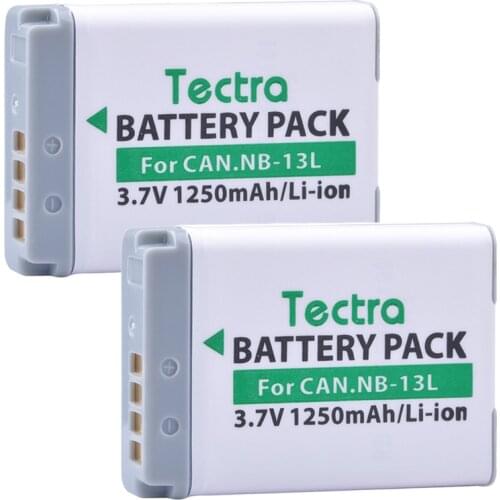Tectra 2PCS NB-13L NB 13L 3.7V/1250mAh camera battery for Canon PowerShot G5X G7X G9X G7 X Mark II SX720 HS