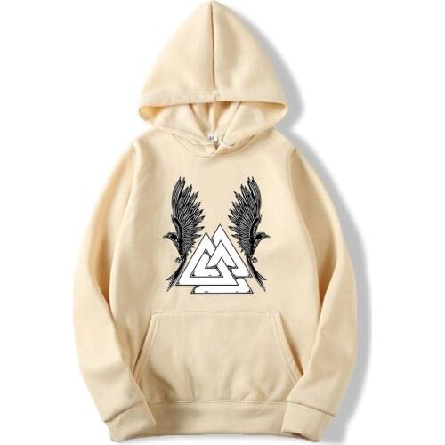 Vikings Eagle Vikings Print Hoodie Mens Autumn Winter Fleece Streetwear Harajuku Funny Sport Hooded Casual Simple Men Sweatshirt