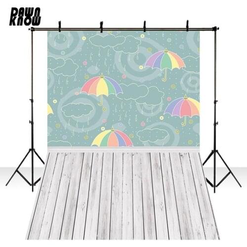 DAWNKNOW Cartoon Umbrella Vinyl Photography Background For Newborn Floor Photo Shoot Backdrop For Wedding Photo Studio lv329