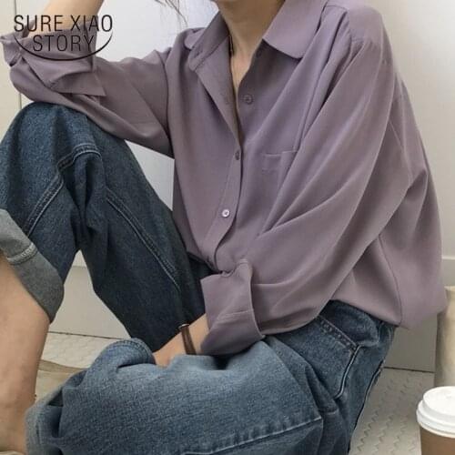Vintage Blouse Women Autumn Long Sleeve Shirt Female Korean Style Loose Casual White Tops Solid Chic Blusas All Match 11354