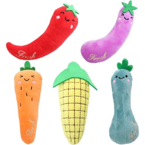 Funny Plush Cat Toys Traning Dog Toys Supplies Lovely Plush Kitten Playing Interactive Vegetable Shape Toy Pet Accessories