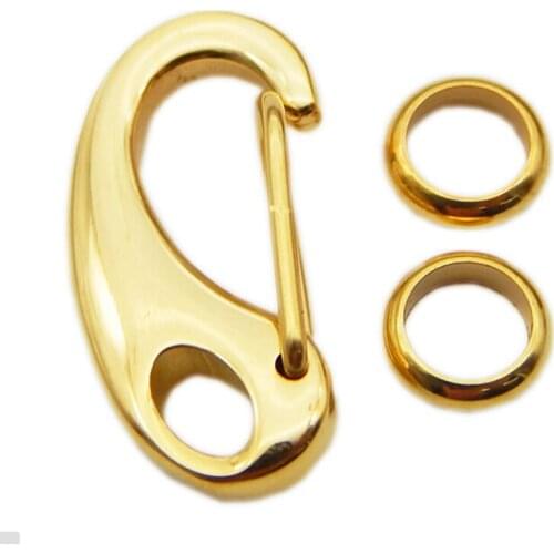 2set Stainless Steel D Shape Lobster Clasps Hooks For Bracelet With 2Rings Gold/Silver Tone Connectors For Jewelry Making F3907