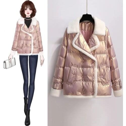 2021 Winter Thick Warm Coat Plus Size Women Clothing Fur Collar Patchwork Down Cotton Padded Jacket Female Elegant Short Parkas