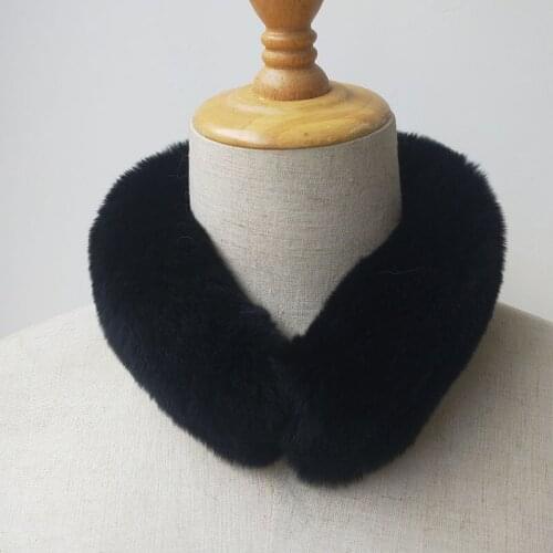 Women Winter Real Rex Rabbit Fur Scarf Female Chic Fashion Black Genuine Fur Scarves Ladies Cute Scarfs