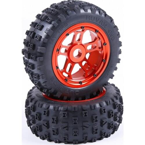 1/5 RC baja parts Rovan LT truck parts Strong Knobby Tyres with CNC ALLOY wheel hubs set 97045
