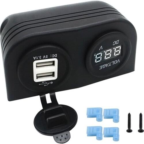 12V Module Panel 5V 3.1A 2USB Power Charger,Cigarette Lighter Socket,Voltmeter for Car Truck Motorcycle Boat ATV power adapter